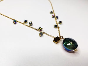 Gold metal litmus crystal necklace