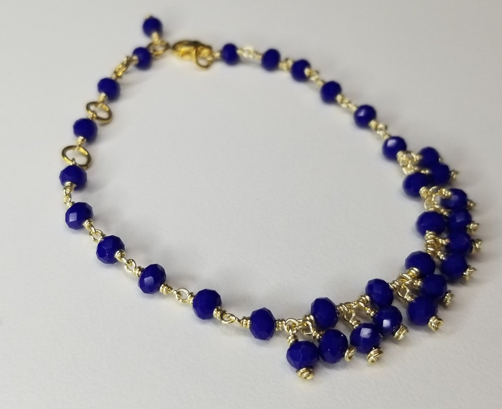 Gold and Navy blue crystals bracelet