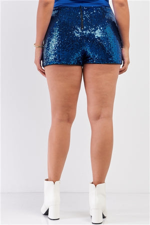 Royal Blue Shiny Sequin Shorts