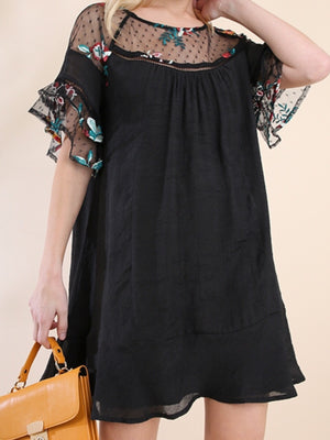 Black and flower lace dress